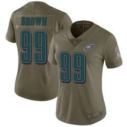 Limited Women's Jerome Brown Olive Jersey - #99 Football Philadelphia Eagles 2017 Salute to Service