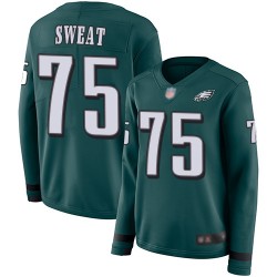 Limited Women's Josh Sweat Green Jersey - #75 Football Philadelphia Eagles Therma Long Sleeve