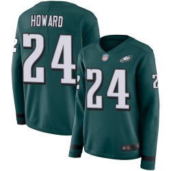 Limited Women's Jordan Howard Green Jersey - #24 Football Philadelphia Eagles Therma Long Sleeve