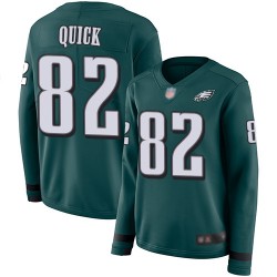 Limited Women's Mike Quick Green Jersey - #82 Football Philadelphia Eagles Therma Long Sleeve