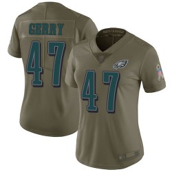 Limited Women's Nate Gerry Olive Jersey - #47 Football Philadelphia Eagles 2017 Salute to Service