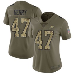 Limited Women's Nate Gerry Olive/Camo Jersey - #47 Football Philadelphia Eagles 2017 Salute to Service