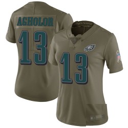 Limited Women's Nelson Agholor Olive Jersey - #13 Football Philadelphia Eagles 2017 Salute to Service