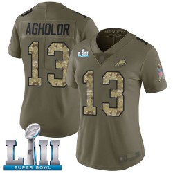 Limited Women's Nelson Agholor Olive/Camo Jersey - #13 Football Philadelphia Eagles Super Bowl LII 2017 Salute to Service