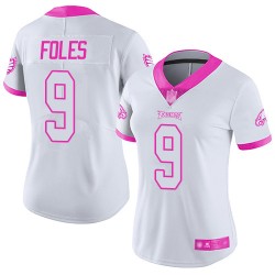 Limited Women's Nick Foles White/Pink Jersey - #9 Football Philadelphia Eagles Rush Fashion