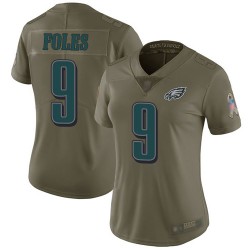 Limited Women's Nick Foles Olive Jersey - #9 Football Philadelphia Eagles 2017 Salute to Service