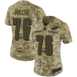 Limited Women's Shareef Miller Camo Jersey - #76 Football Philadelphia Eagles 2018 Salute to Service