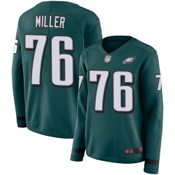 Limited Women's Shareef Miller Green Jersey - #76 Football Philadelphia Eagles Therma Long Sleeve