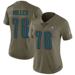 Limited Women's Shareef Miller Olive Jersey - #76 Football Philadelphia Eagles 2017 Salute to Service