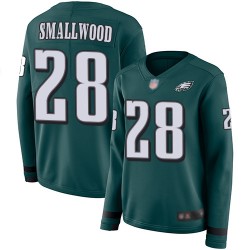 Limited Women's Wendell Smallwood Green Jersey - #28 Football Philadelphia Eagles Therma Long Sleeve
