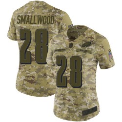 Limited Women's Wendell Smallwood Camo Jersey - #28 Football Philadelphia Eagles 2018 Salute to Service