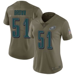 Limited Women's Zach Brown Olive Jersey - #51 Football Philadelphia Eagles 2017 Salute to Service