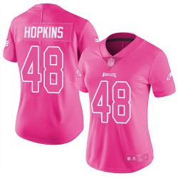 Limited Women's Wes Hopkins Pink Jersey - #48 Football Philadelphia Eagles Rush Fashion