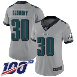 Limited Women's Corey Clement Silver Jersey - #30 Football Philadelphia Eagles 100th Season Inverted Legend