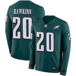 Limited Youth Brian Dawkins Green Jersey - #20 Football Philadelphia Eagles Therma Long Sleeve