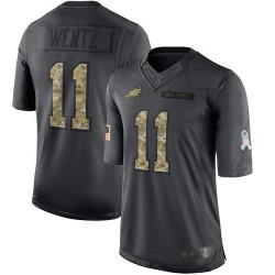 Limited Youth Carson Wentz Black Jersey - #11 Football Philadelphia Eagles 2016 Salute to Service
