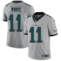 Limited Youth Carson Wentz Silver Jersey - #11 Football Philadelphia Eagles Inverted Legend
