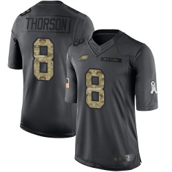 Limited Youth Clayton Thorson Black Jersey - #8 Football Philadelphia Eagles 2016 Salute to Service