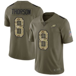 Limited Youth Clayton Thorson Olive/Camo Jersey - #8 Football Philadelphia Eagles 2017 Salute to Service