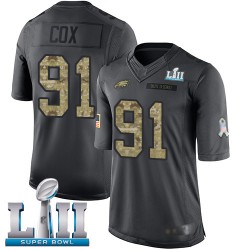 Limited Youth Fletcher Cox Black Jersey - #91 Football Philadelphia Eagles Super Bowl LII 2016 Salute to Service