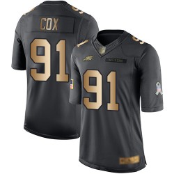 Limited Youth Fletcher Cox Black/Gold Jersey - #91 Football Philadelphia Eagles Salute to Service