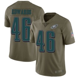 Limited Youth Herman Edwards Olive Jersey - #46 Football Philadelphia Eagles 2017 Salute to Service