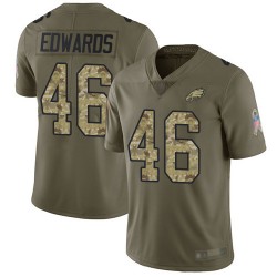 Limited Youth Herman Edwards Olive/Camo Jersey - #46 Football Philadelphia Eagles 2017 Salute to Service