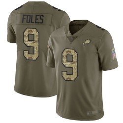 Limited Youth Nick Foles Olive/Camo Jersey - #9 Football Philadelphia Eagles 2017 Salute to Service