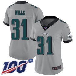 Limited Women's Jalen Mills Silver Jersey - #31 Football Philadelphia Eagles 100th Season Inverted Legend