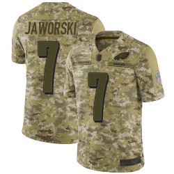Limited Youth Ron Jaworski Camo Jersey - #7 Football Philadelphia Eagles 2018 Salute to Service