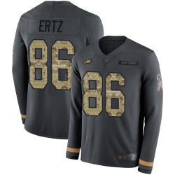 Limited Youth Zach Ertz Black Jersey - #86 Football Philadelphia Eagles Salute to Service Therma Long Sleeve