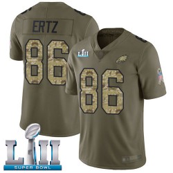 Limited Youth Zach Ertz Olive/Camo Jersey - #86 Football Philadelphia Eagles Super Bowl LII 2017 Salute to Service