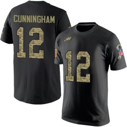 Football Philadelphia Eagles #12 Randall Cunningham Black Camo Salute to Service T-Shirt