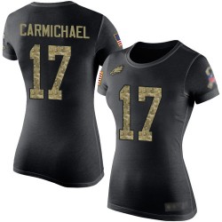 Football Women's Philadelphia Eagles #17 Harold Carmichael Black Camo Salute to Service T-Shirt
