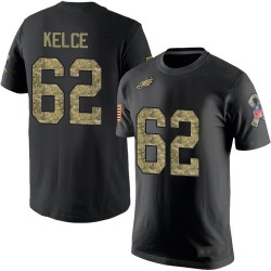 Football Philadelphia Eagles #62 Jason Kelce Black Camo Salute to Service T-Shirt