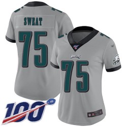 Limited Women's Josh Sweat Silver Jersey - #75 Football Philadelphia Eagles 100th Season Inverted Legend