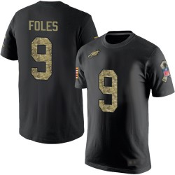 Football Philadelphia Eagles #9 Nick Foles Black Camo Salute to Service T-Shirt