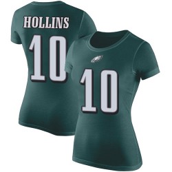 Football Women's Philadelphia Eagles #10 Mack Hollins Green Rush Pride Name & Number T-Shirt