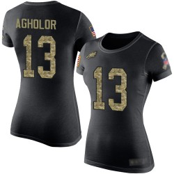Football Women's Philadelphia Eagles #13 Nelson Agholor Black Camo Salute to Service T-Shirt