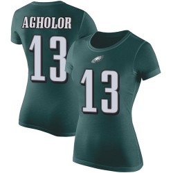 Football Women's Philadelphia Eagles #13 Nelson Agholor Green Rush Pride Name & Number T-Shirt