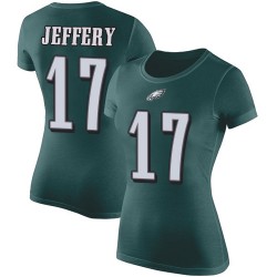 Football Women's Philadelphia Eagles #17 Alshon Jeffery Green Rush Pride Name & Number T-Shirt