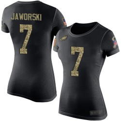 Football Women's Philadelphia Eagles #7 Ron Jaworski Black Camo Salute to Service T-Shirt