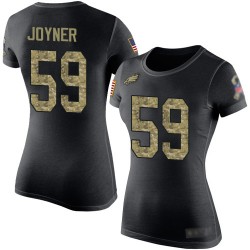 Football Women's Philadelphia Eagles #59 Seth Joyner Black Camo Salute to Service T-Shirt