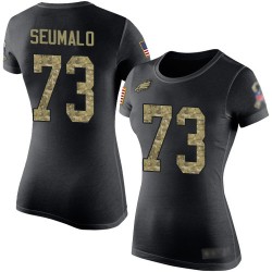 Football Women's Philadelphia Eagles #73 Isaac Seumalo Black Camo Salute to Service T-Shirt
