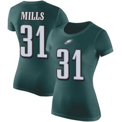 Football Women's Philadelphia Eagles #31 Jalen Mills Green Rush Pride Name & Number T-Shirt