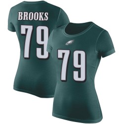 Football Women's Philadelphia Eagles #79 Brandon Brooks Green Rush Pride Name & Number T-Shirt