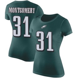Football Women's Philadelphia Eagles #31 Wilbert Montgomery Green Rush Pride Name & Number T-Shirt