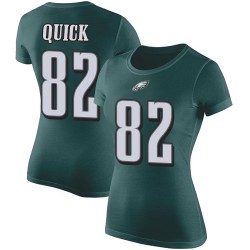 Football Women's Philadelphia Eagles #82 Mike Quick Green Rush Pride Name & Number T-Shirt