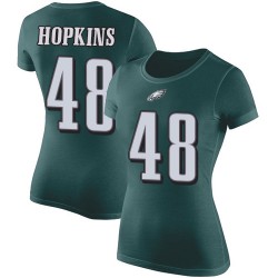 Football Women's Philadelphia Eagles #48 Wes Hopkins Green Rush Pride Name & Number T-Shirt