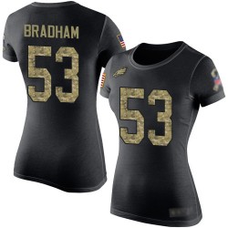 Football Women's Philadelphia Eagles #53 Nigel Bradham Black Camo Salute to Service T-Shirt